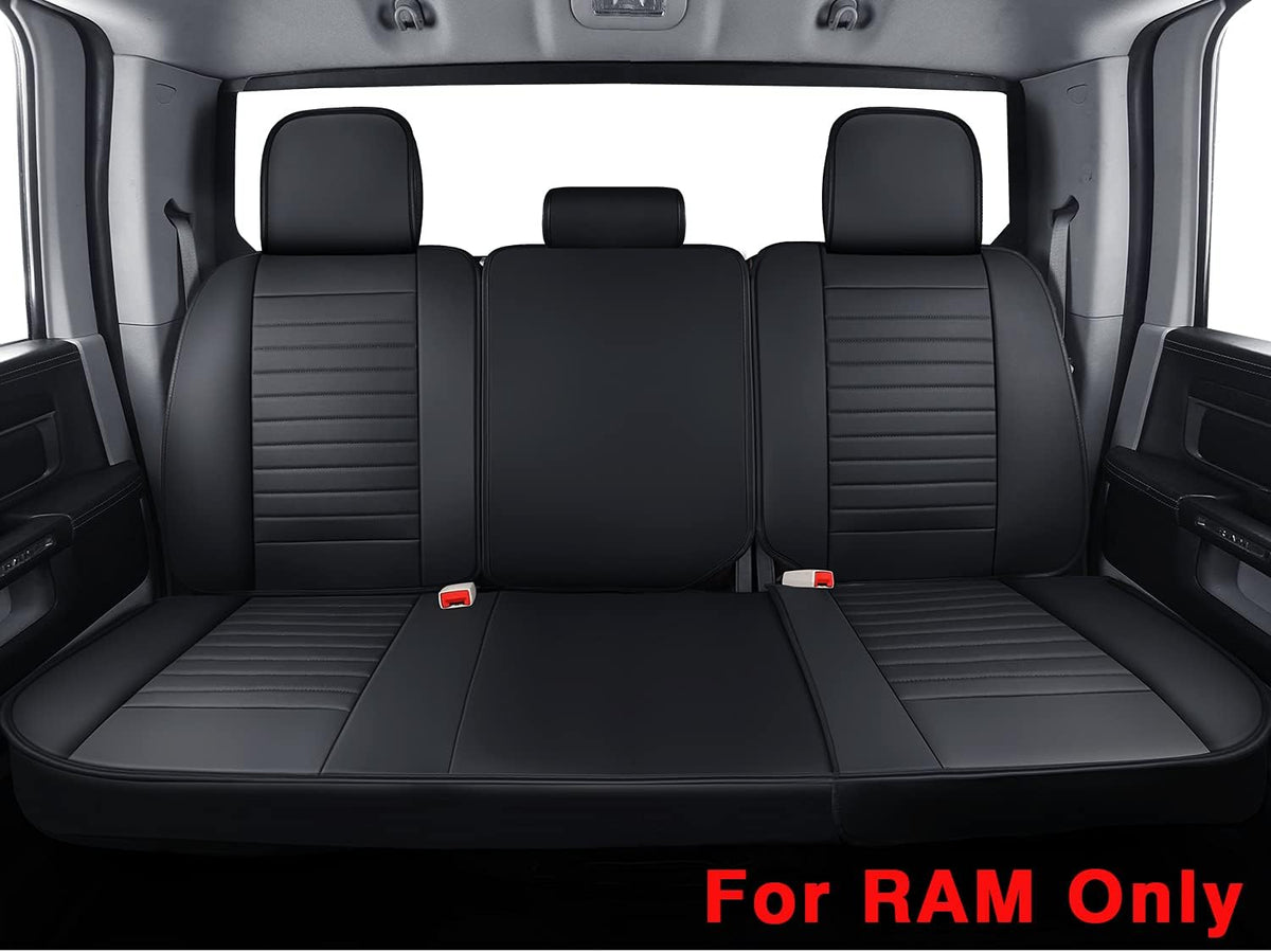 Black&Red Waterproof Faux Leather Full Set Seat Covers D1048
