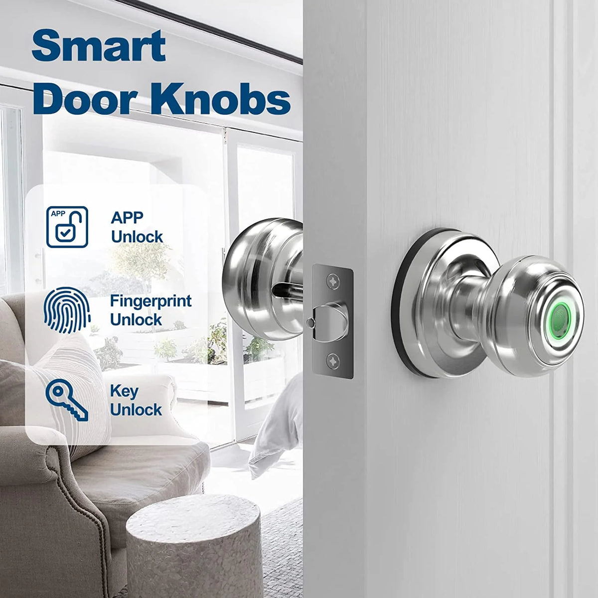 Smart Fingerprint Door Lock with App Control, Black Y5583