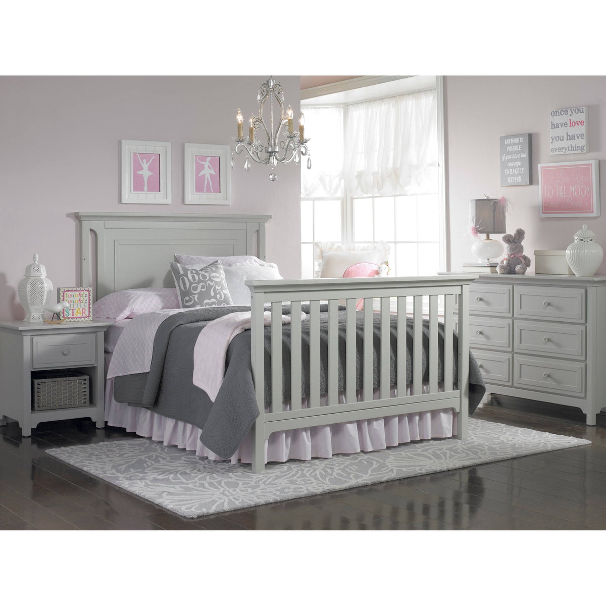 4-in-1 Convertible Crib, Misty Grey Q393