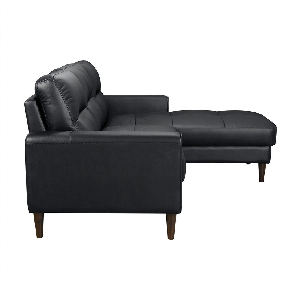 Black 2-Piece Leather Match Sectional with Right Chaise O9487