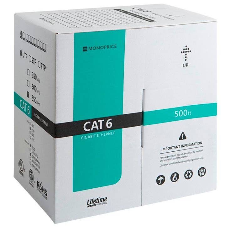 Cat6 Ethernet Bulk Cable 500ft Blue Solid UTP 23AWG H30233