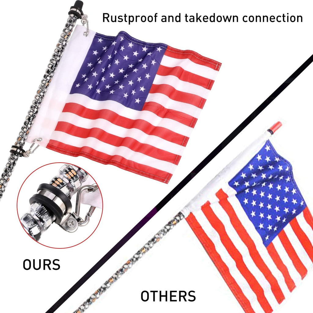 2PCS 5FT RGB LED Whip Lights with Flag N48468