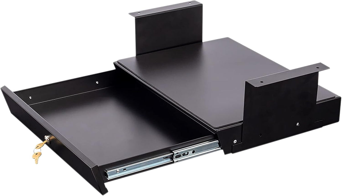 Black Lockable Under-Desk Drawer Storage Organizer T574
