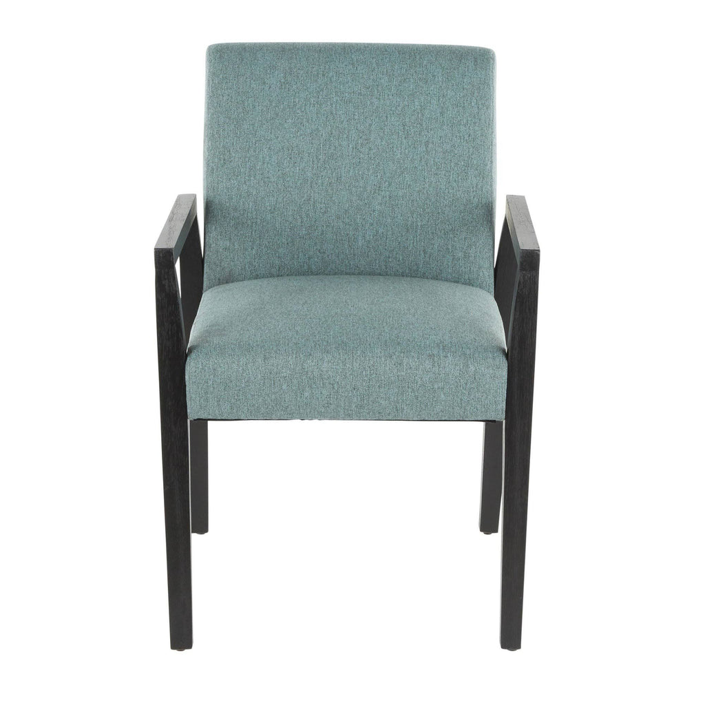 Teal Fabric and Black Wood Arm Chair Set of 2 I720084