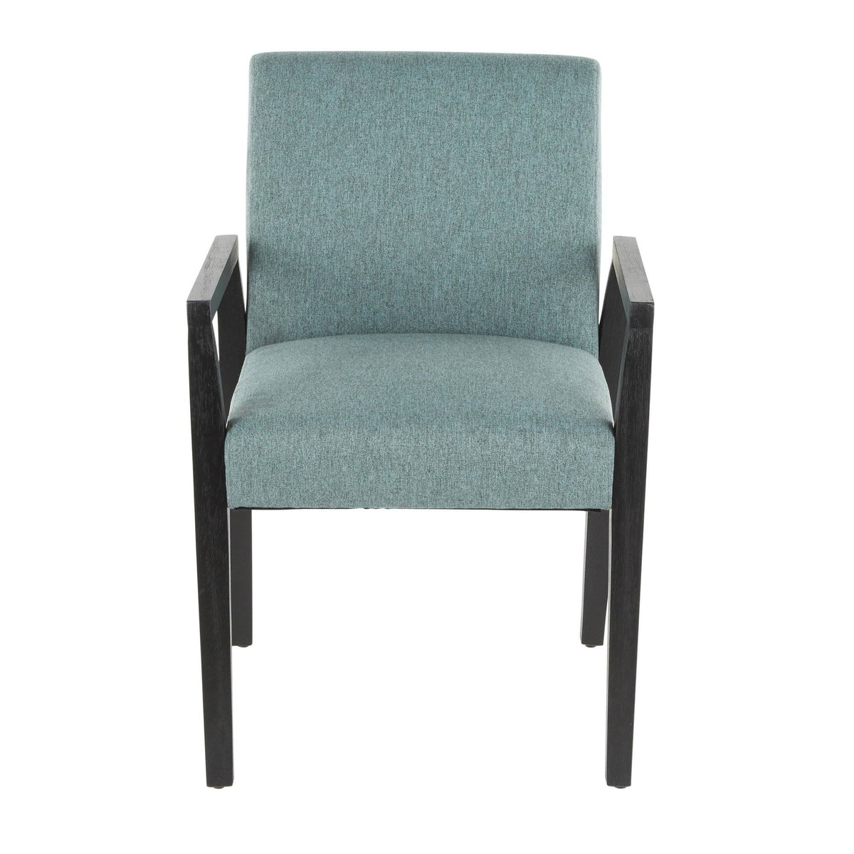 Teal Fabric and Black Wood Arm Chair Set of 2 I720084