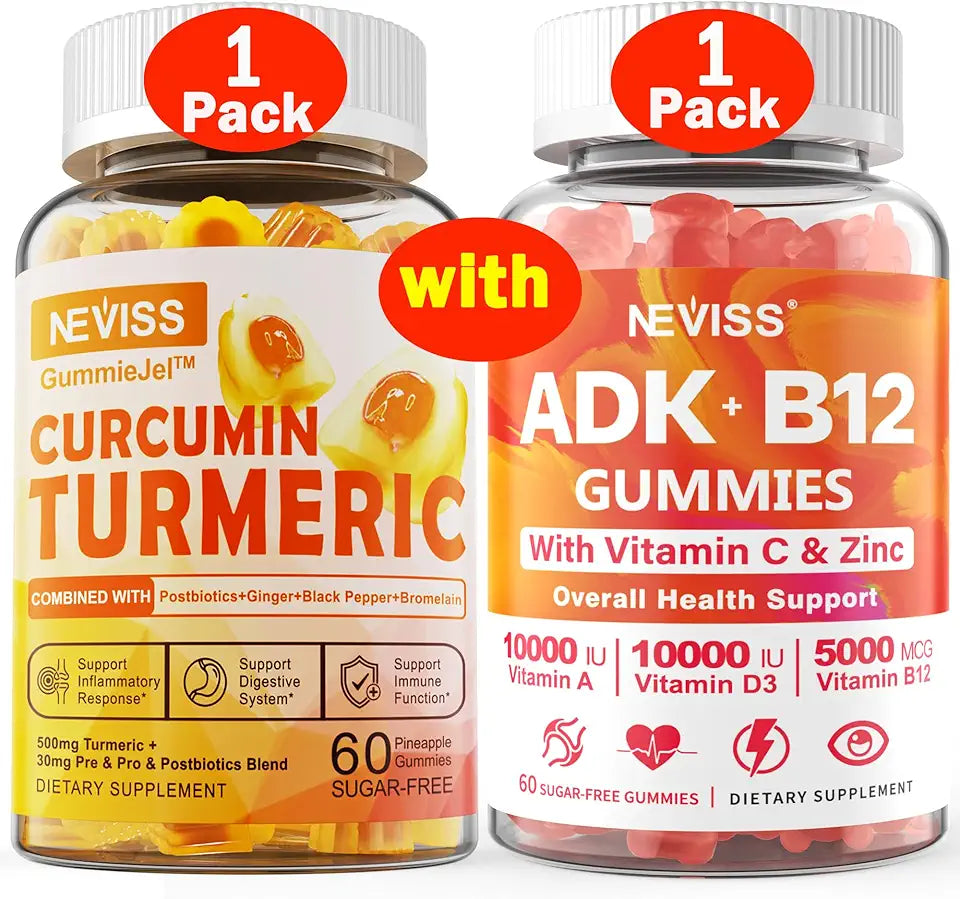 Turmeric Curcumin Gummies + Vitamin ADK with B12 Gummies N5468