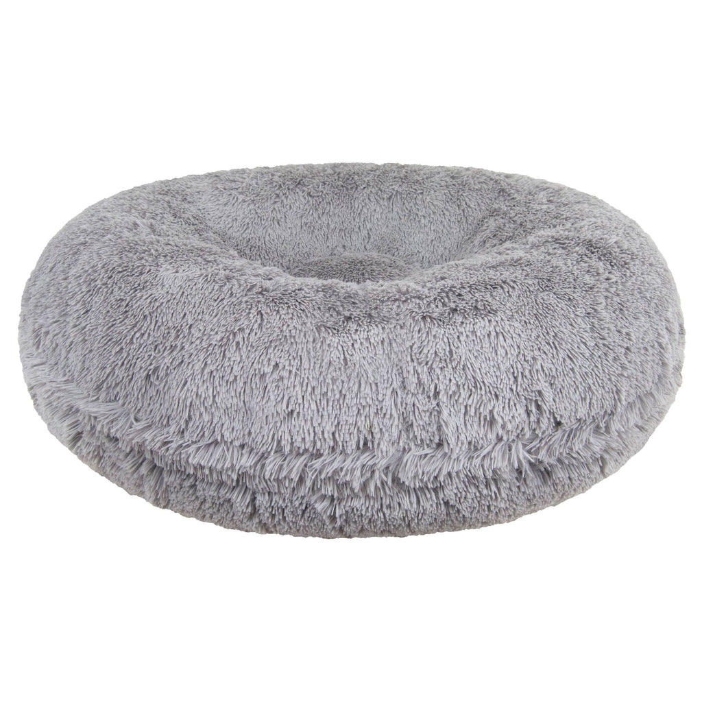 Siberian Grey Shag Faux Fur Bagel Pet Bed, Small - 30 inch A5004