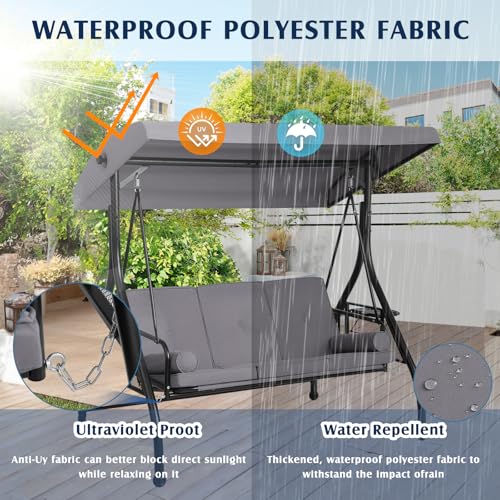 3 Person Outdoor Porch Swing with Canopy and Stand Z250634