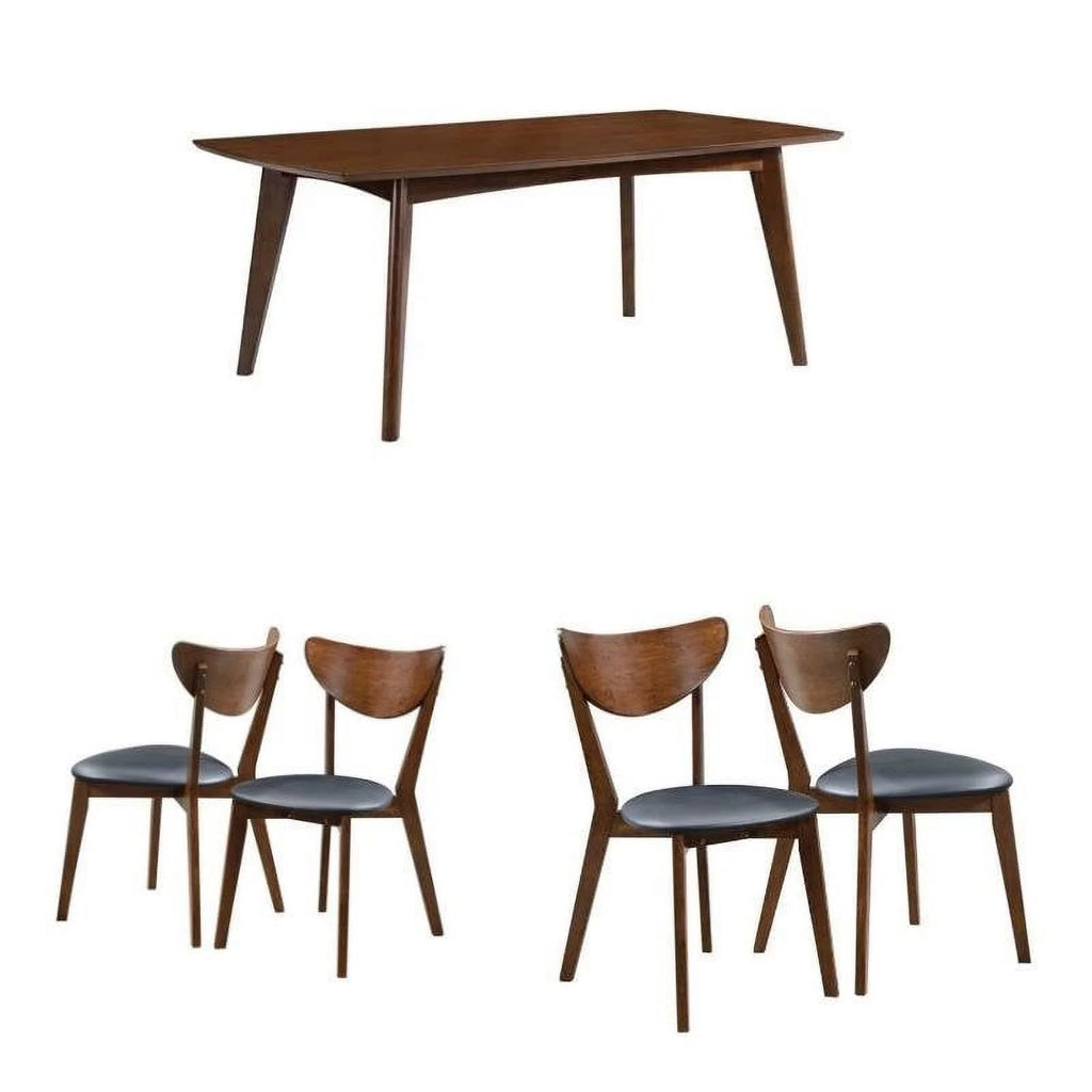 5 Piece Dining Table and 4-Chair Set in Dark Walnut F30019