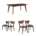 5 Piece Dining Table and 4-Chair Set in Dark Walnut F30019