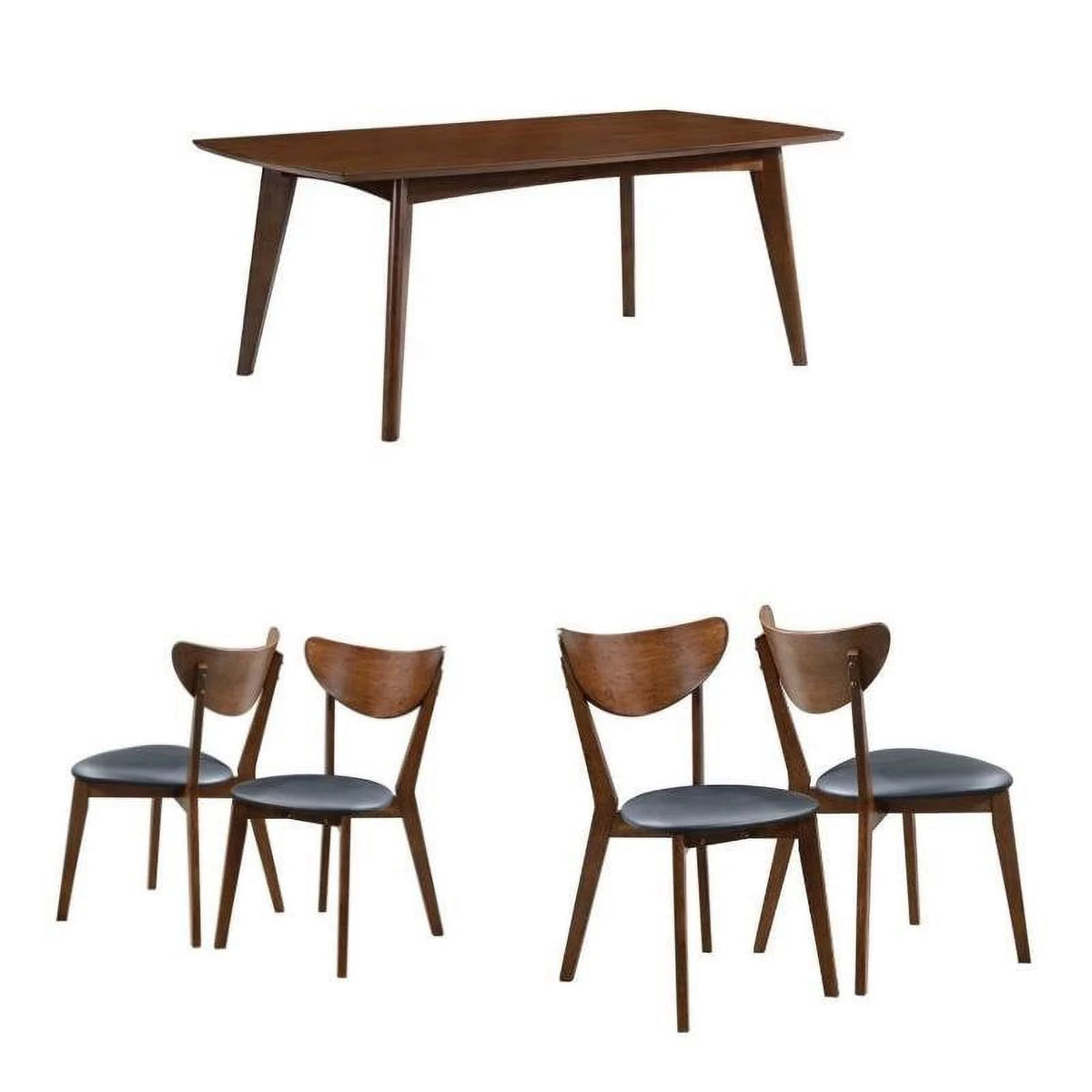 5 Piece Dining Table and 4-Chair Set in Dark Walnut F30019