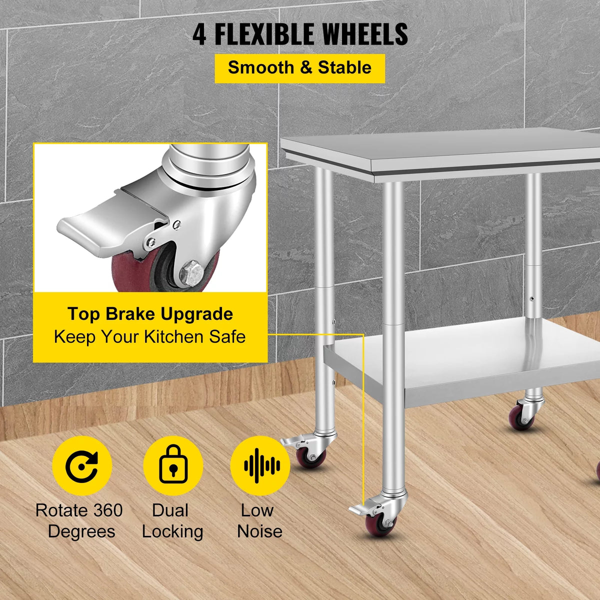 Stainless Steel Work Table with Wheels G33058