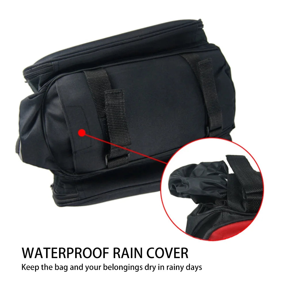 Rear Seat Bag Expandable MTB Bike Rack Bag with Rain Cover F533
