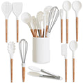 White 11 Pc Silicone Kitchen Utensils Set with Holder X32238