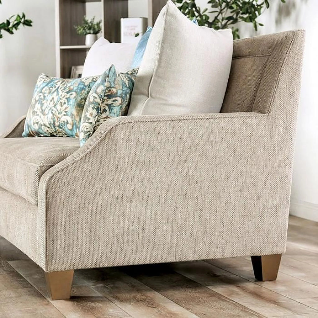 Beige & Teal Chenille Sofa K305862