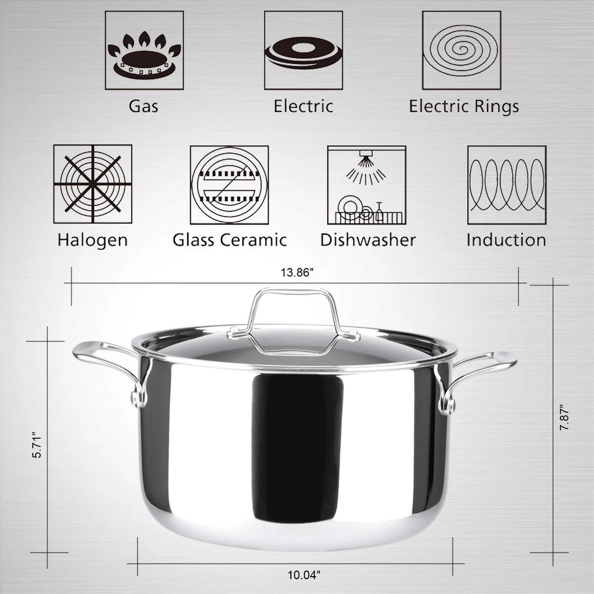 Stainless Steel 6.5 QT Stock Pot with Lid B9006