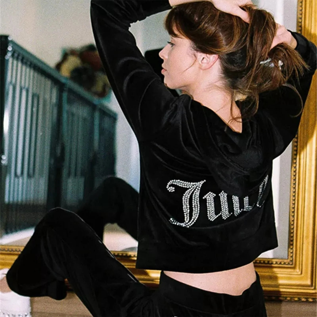 Velour 2-Piece Hoodie Tracksuit Set C2995