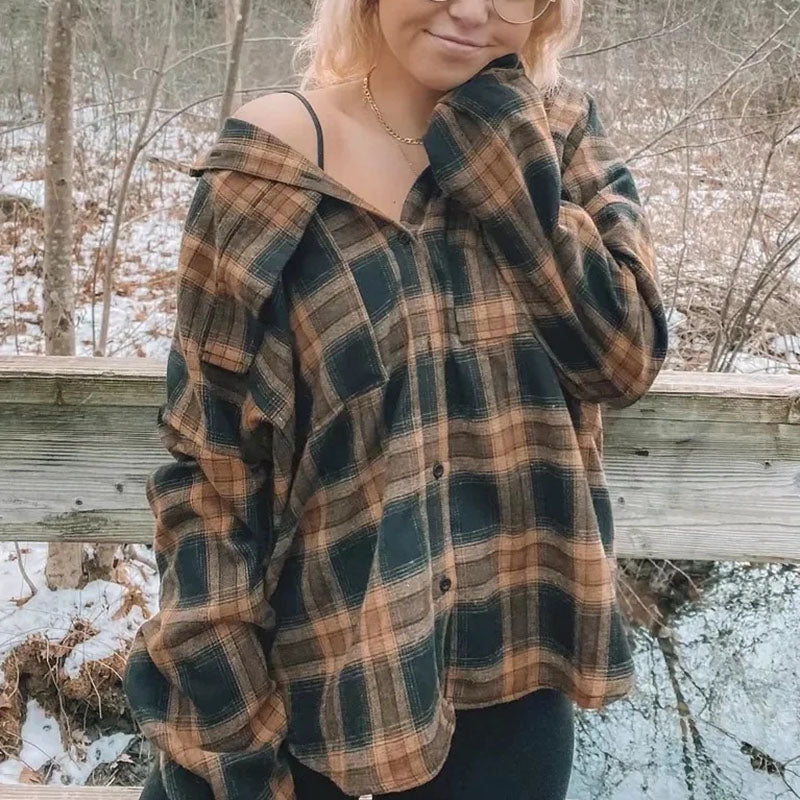 Multi Colored Cotton Plaid Flannel Shacket B73687