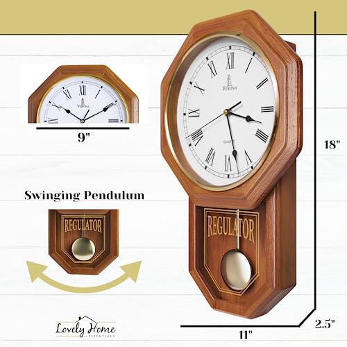 Wooden Pendulum Wall Clock Battery Operated Y397