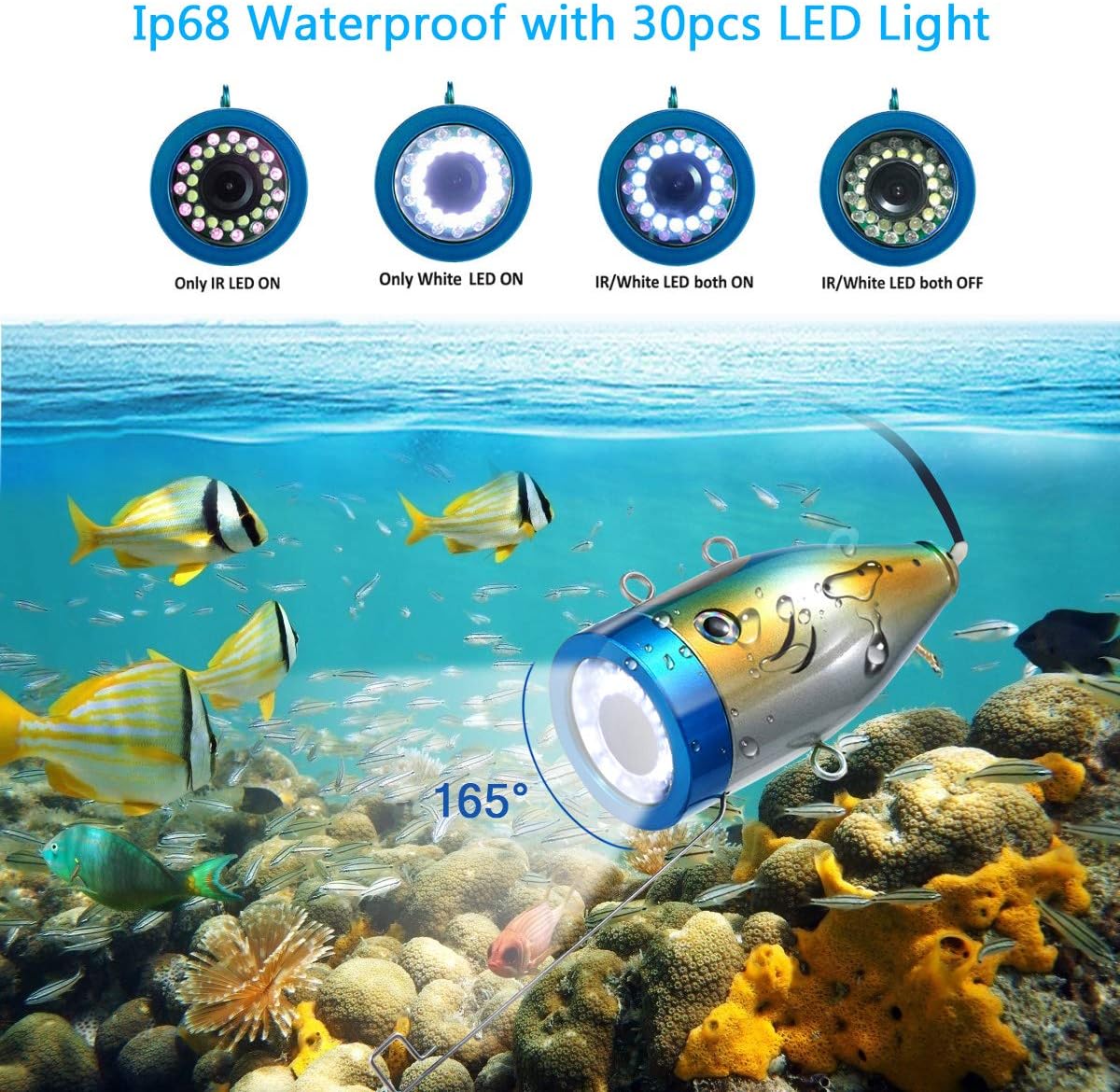 Underwater Fishing Camera with DVR 9 inch Color Monitor 1000TVL 30m Cable V73467