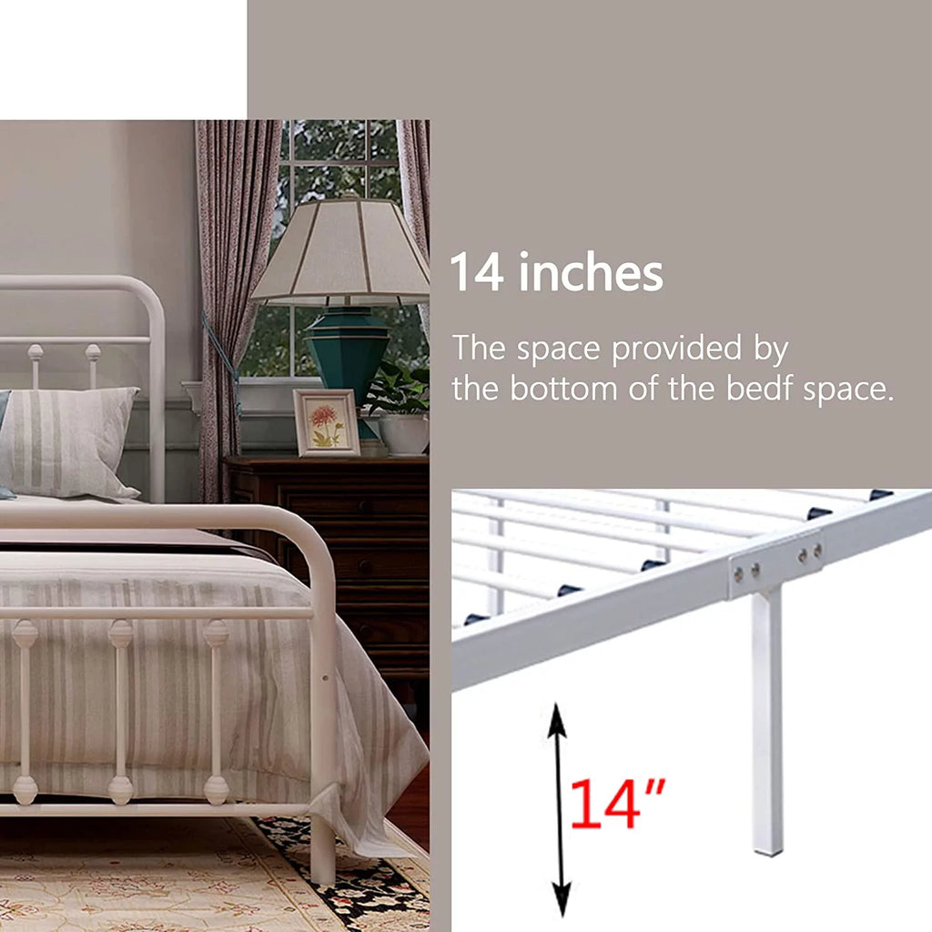 Vintage Queen Metal Platform Bed Frame X529562