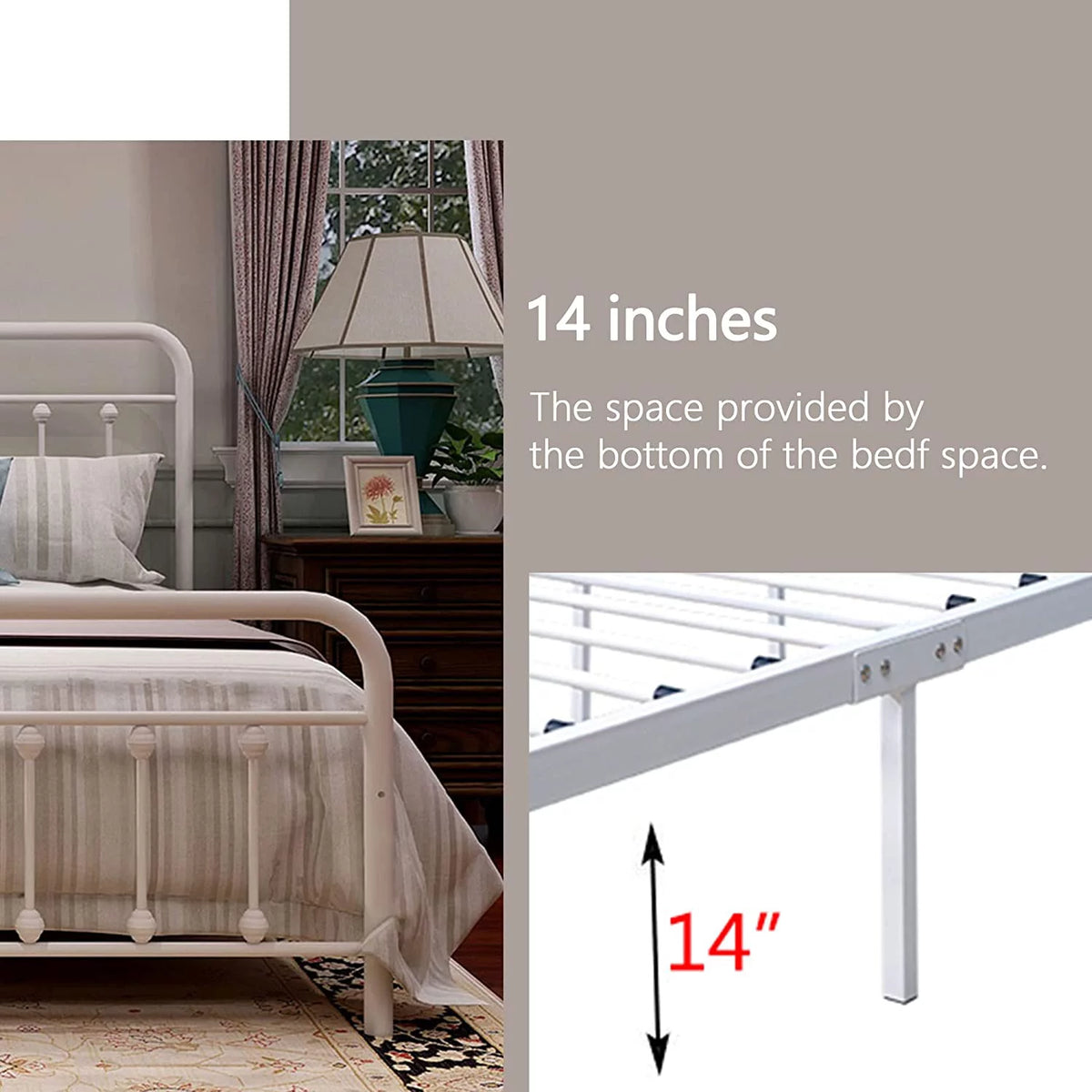 Vintage Queen Metal Platform Bed Frame X529562
