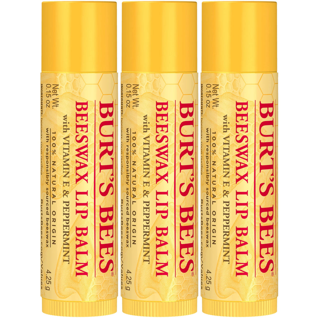 Moisturizing Lip Balm with Beeswax, Vitamin E & Peppermint Oil, 4 Count R7444