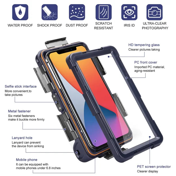 Waterproof Protective Case for Phones Up to 6.9 Inch with Lanyard O80350