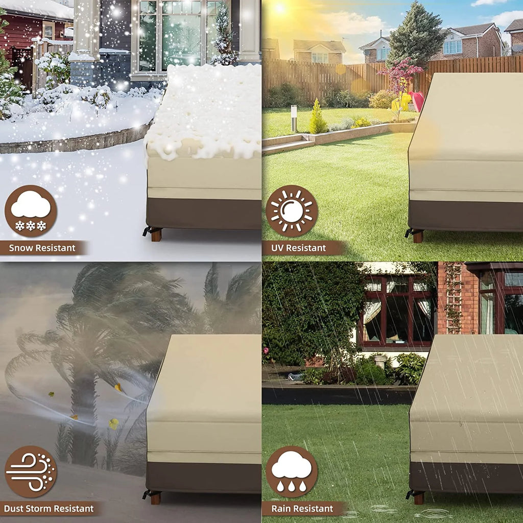 45" Patio Stacked Chair Cover, 600D Oxford Fabric Waterproof with Straps, Large Air Vents, Brown & Khaki S24150