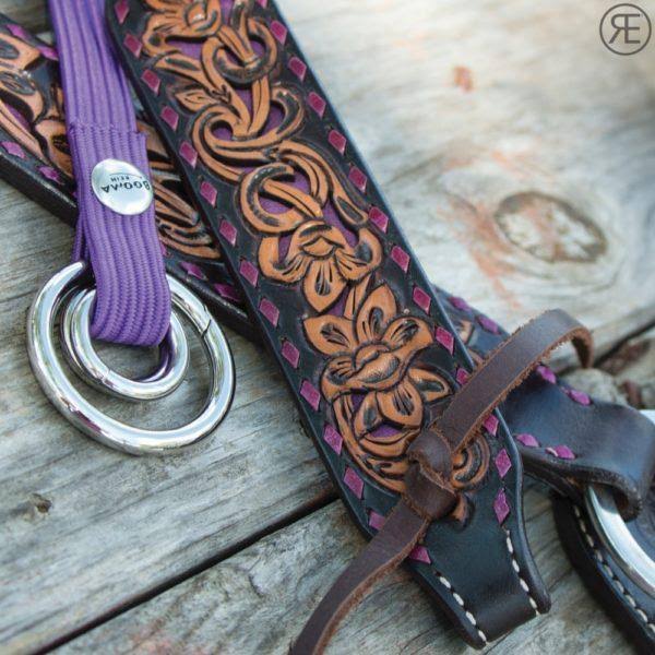 Purple Filigree Inlay Browband Headstall Z2658