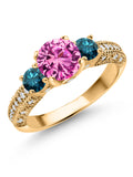 18K Yellow Gold Plated Silver Engagement Ring D621