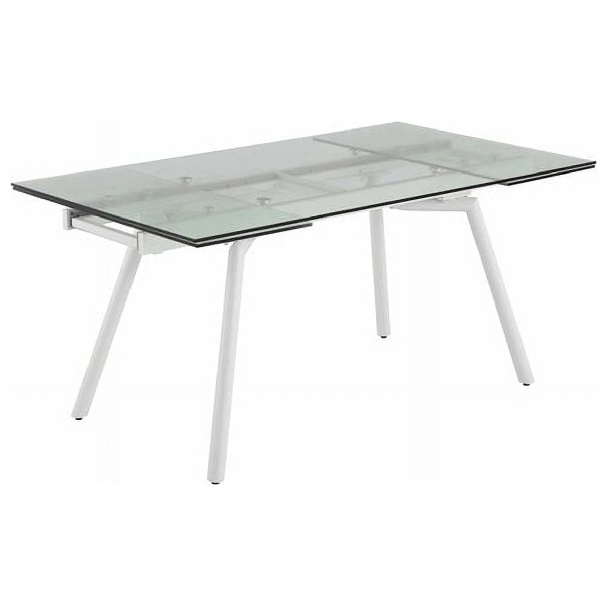63" Rectangular Steel and Glass Extendable Dining Table in White H856