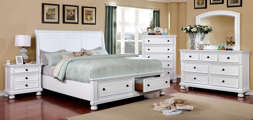 California King Size White Storage Bed L6835
