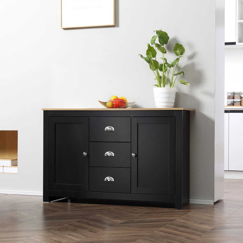 Black Kitchen Sideboard with 3 Drawers P385579