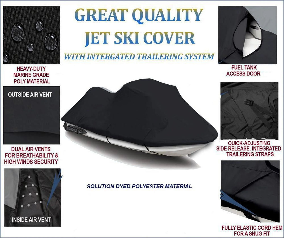 Black 600 Denier Jet Ski PWC Cover I2561