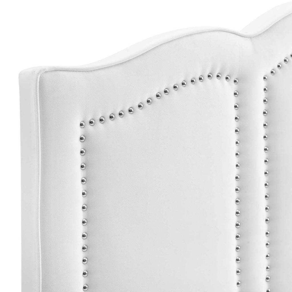 White Performance Velvet Headboard F2264