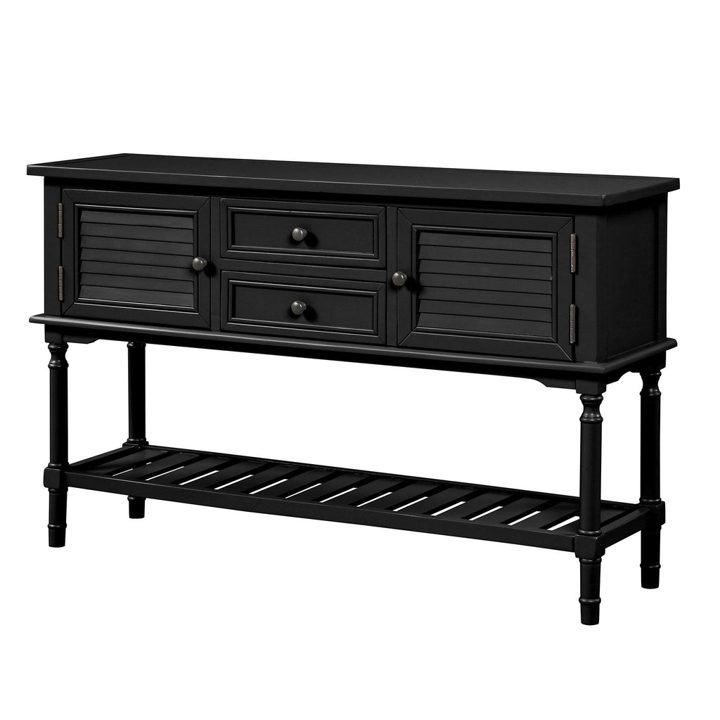 Black Light Green Pine Console Table with 2 Drawer and Cabinet and Shelf C363