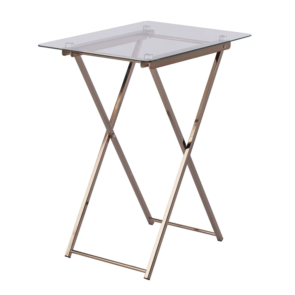 Folding Glass Top Tray Table Z43831