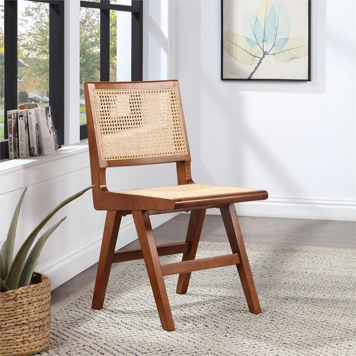 18.1" Solid Wood Dining Side Chair in Walnut (Set of 2) Q815558