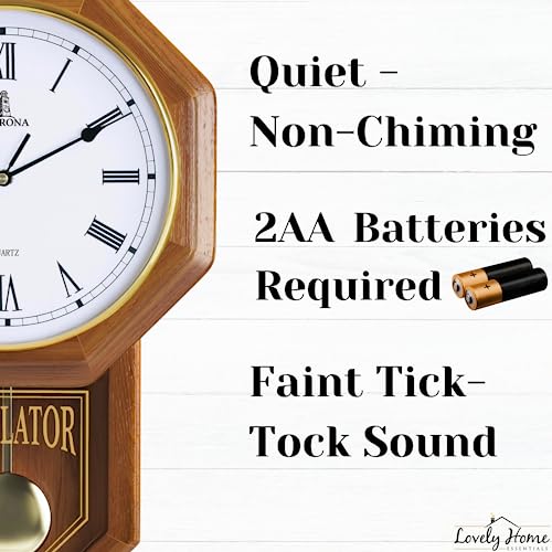 Wooden Pendulum Wall Clock Battery Operated Y397