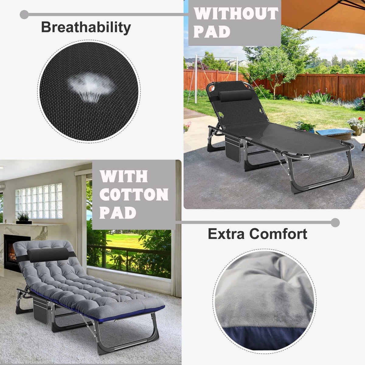 Portable Folding Lounge Chair with Pillow F4294