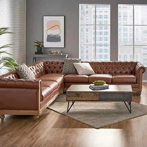 Cognac Brown Natural Sectional J800