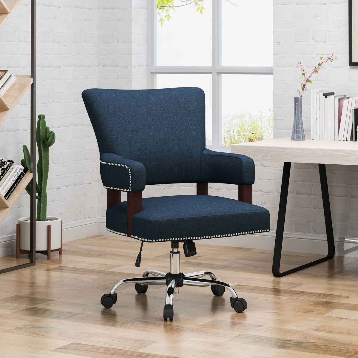 Navy Blue and Chrome Home Office Chair T115