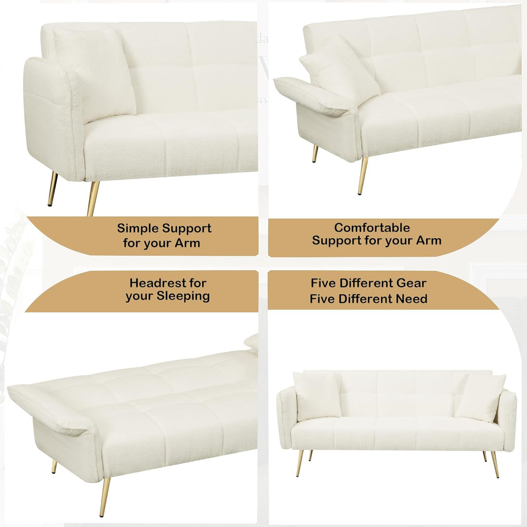 Convertible Double Futon Sofa Bed with Folding Armrests S130782