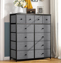 Pink 12 Fabric Drawers Dresser with Metal Frame Wood Top K3110