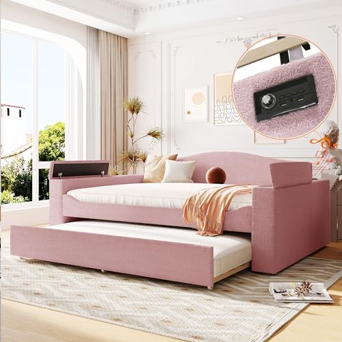Beige Upholstered Daybed with 2 Storage Drawers F87292