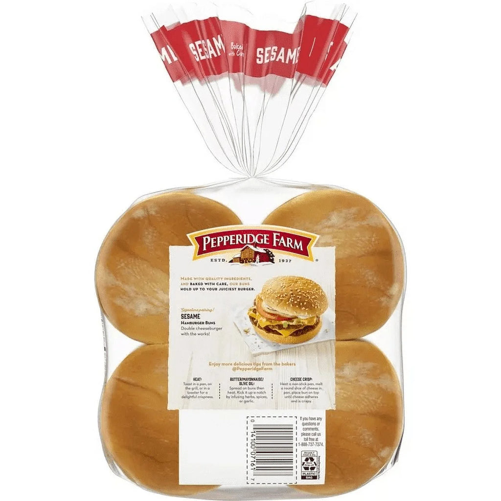 Sesame Topped Hamburger Buns, 4-Pack 8 Count Bags N291968
