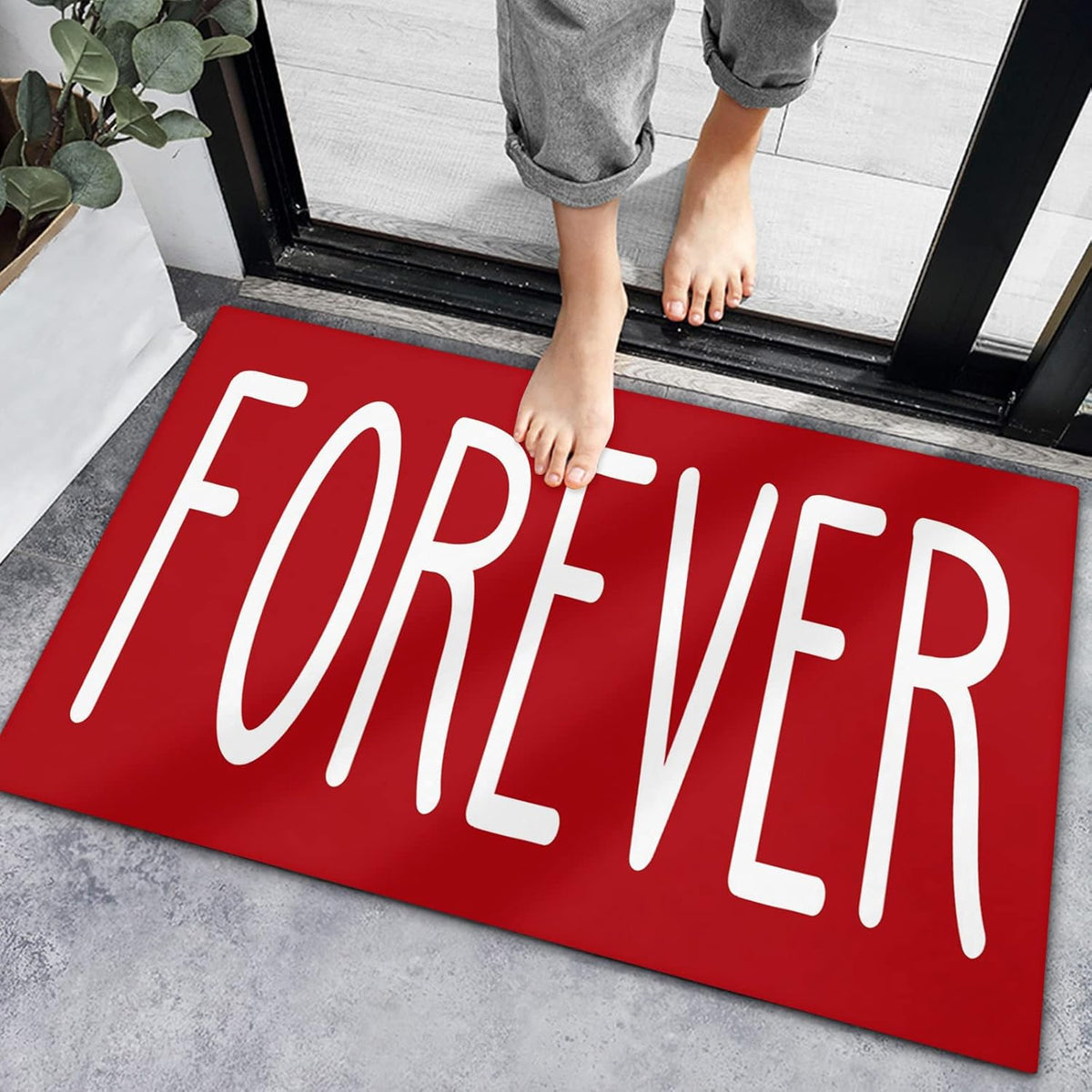 White Quote on Red Non Slip Door Mat Y5784