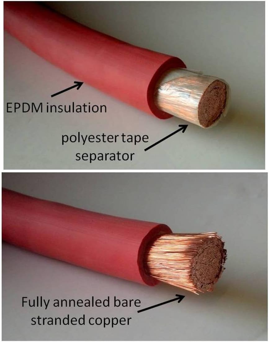 4 AWG 15 Feet Red + 15 Feet Black Pure Copper Flexible Welding Battery Cable Wire Pack of 2 R838212