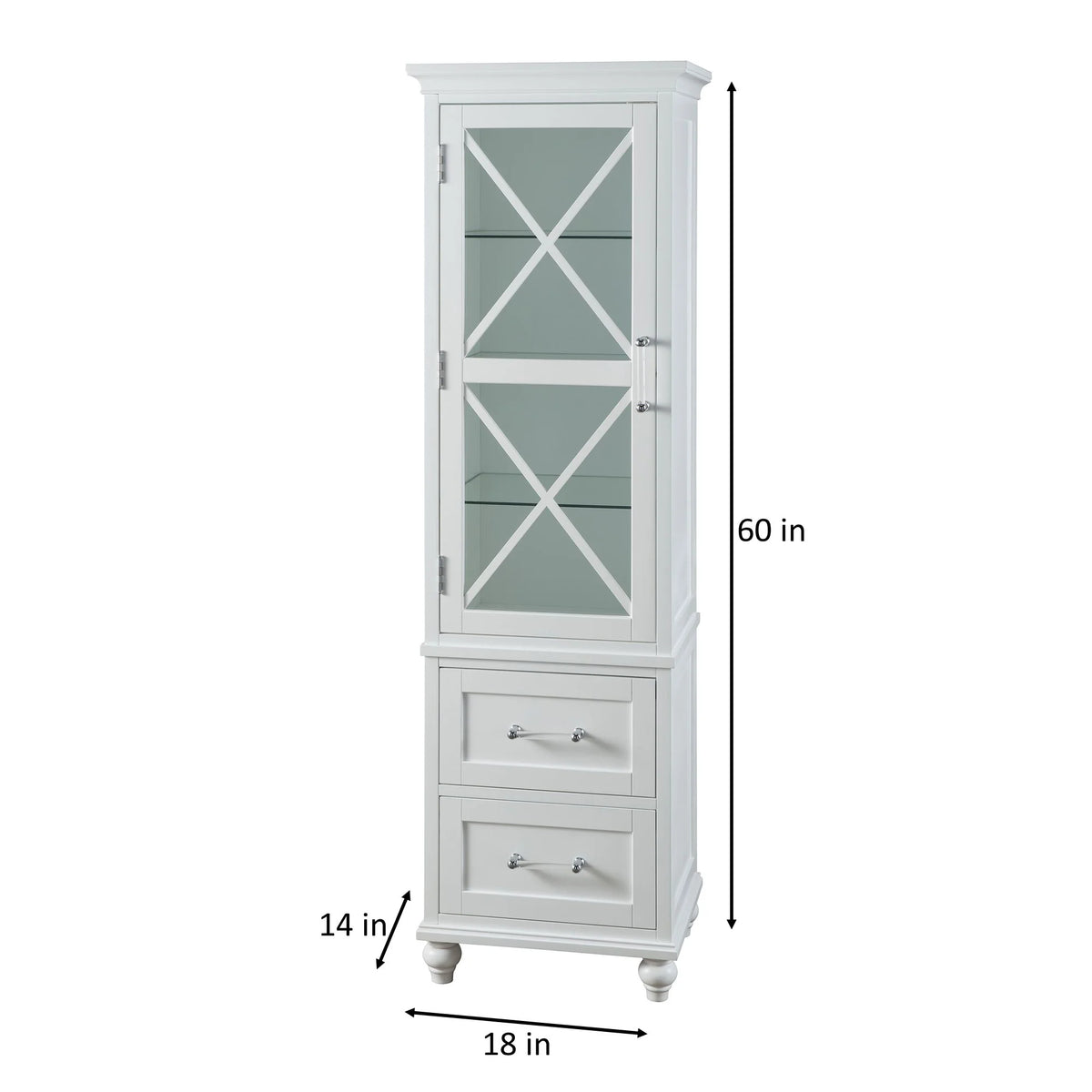 White Wooden Bathroom Cabinet with 2 Drawers D872